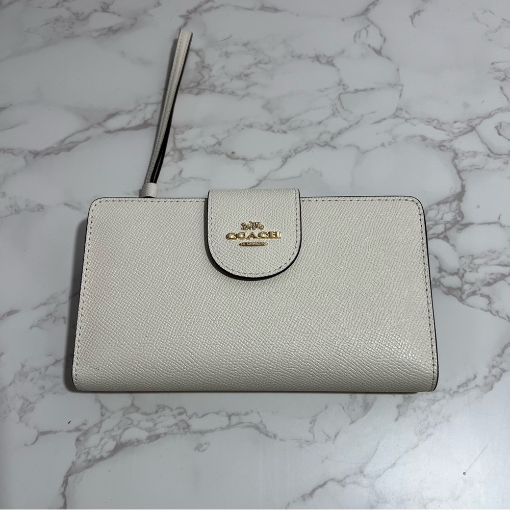 NWT‎ Coach Ivory Leather Wristlet/Phone Wallet - Picture 3 of 11